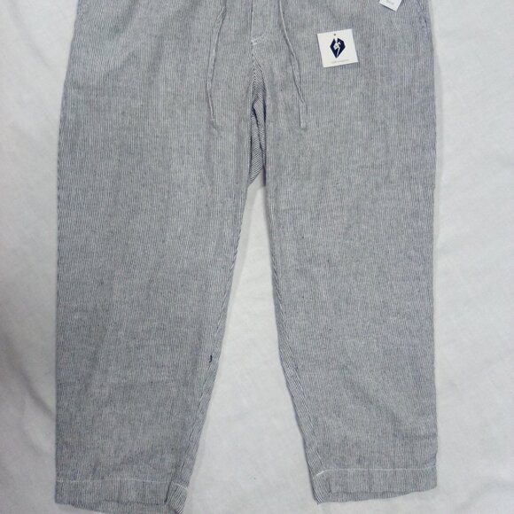Gap Free Pants Mid-Waist Slant Pockets Women's Navy, White Stripe Size Large - Picture 2 of 9